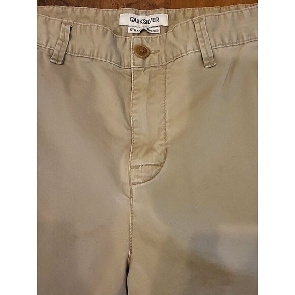 Quicksilver Shorts Mens 38 Brown Khaki Tan Chino 2014 Style Flat Front High Rise - Picture 2 of 11
